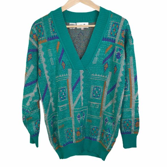 Vintage Sweaters - 3/$25 Vintage 80s Ugly Glam Sweater Size Small
